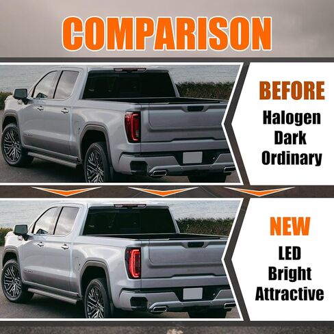 مصابيح خلفية LED لـ 2019-2023 GMC Sierra 1500/2500HD/3500HD مجموعة المصابيح الخلفية [لطراز هالوجين المصنع وLED] مع برنامج تشغيل الرسوم المتحركة ومصباح خلفي جانب الركاب in Kuwait