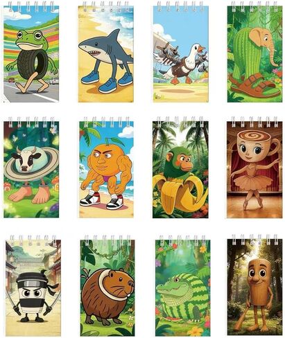 Brainrot Pocket Note Pads 12PCS, 4x2.7 Inch Mini Spiral Notebooks for Kids- Cute Small Notebook Set Ideal for Brainrot Party Favors, Work & School in Saudi Arabia