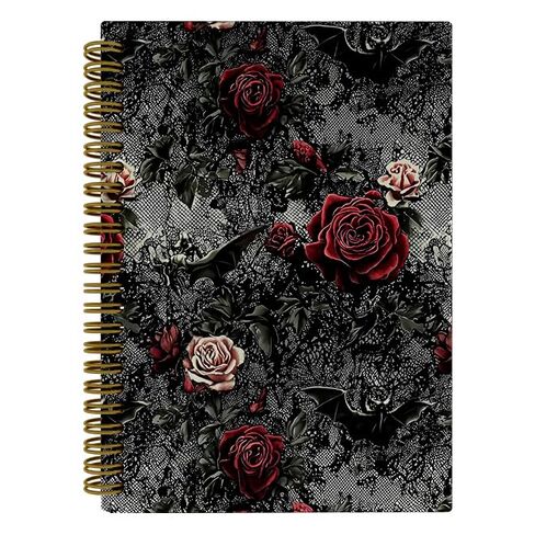 JTRYHRERE Black and Red Romantic Goth Rose Floral Spiral Notebook for Work Study, Whimsical Gothic Flower Bat Lace Aesthetic Notebook Journal for Women Note Taking, 5.5x8.3 Inch in Kuwait