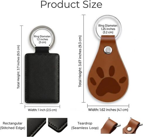 30 Pack Leather Keychain Blanks for Laser Engraver, Assorted Round and Rectangular Key Fobs Bulk, Faux Keychain Making Kit with Rings for Vinyl Projects Custom Gifts in Saudi Arabia