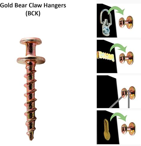 Hangman Double-Headed Bear Claw Hangers – 4-in-1 Hooks for D-Rings, Wire, Sawtooths & Keyholes: BCK-25 , Gold in Kuwait