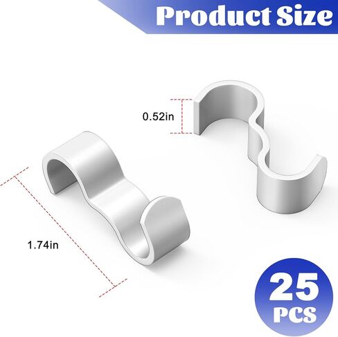 25 Pack Picture Rail Hooks, Metal Picture Rail Hangers for Art Hanging System, Molding Hooks for Picture Hanging, Supports up to 25 lbs, White in Saudi Arabia