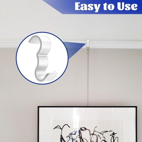 25 Pack Picture Rail Hooks, Metal Picture Rail Hangers for Art Hanging System, Molding Hooks for Picture Hanging, Supports up to 25 lbs, White in Saudi Arabia