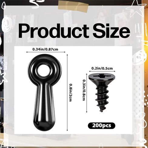 200Pcs Picture Frame Turn Button Fasteners Set, 200 pcs Picture Frame Backing Clips with 200 pcs Screws Black Backing Clips for Hold Photo Painting Poster Photograph Frames in Kuwait