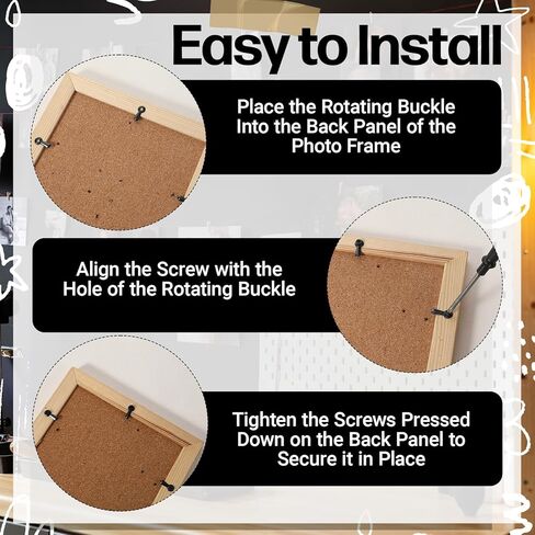 200Pcs Picture Frame Turn Button Fasteners Set, 200 pcs Picture Frame Backing Clips with 200 pcs Screws Black Backing Clips for Hold Photo Painting Poster Photograph Frames in Kuwait