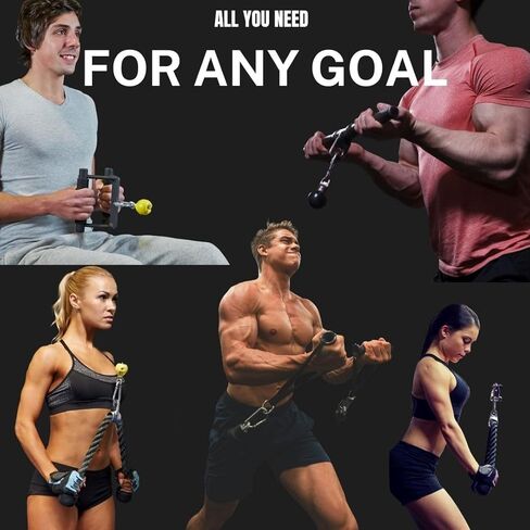 Workout Attachment Set | Revolving Cable Bar | Tricep Press Down Bar | Tricep Press Down Rope | Double D Handle | 2X Pull Down Handles in Kuwait