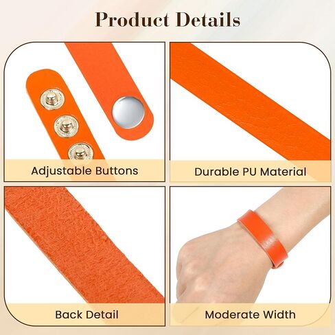 TXIN Faux Leather Snap Bracelets Blank Colorful Adjustable Plain PU Leather Wristband for DIY Jewelry Making Women Men Cuff Wrist Crafts in Kuwait