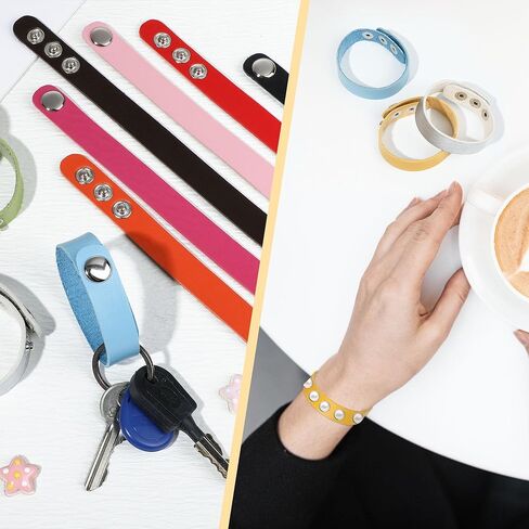 TXIN Faux Leather Snap Bracelets Blank Colorful Adjustable Plain PU Leather Wristband for DIY Jewelry Making Women Men Cuff Wrist Crafts in Kuwait