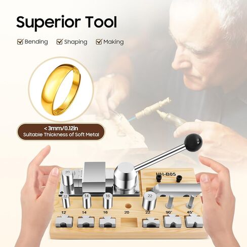 TSUHIHN Ring Bending Tool Kit Professional Bender with 5 Dies Spoon Ring Making Machine Fits 2 Angle Square Posts Superior Rings Shaper Press Machine Metal Wire Bending Jig Set for DIY Jewelry Making in Saudi Arabia
