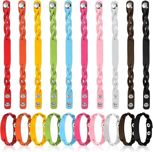 TXIN Faux Leather Snap Bracelets Blank Colorful Adjustable Plain PU Leather Wristband for DIY Jewelry Making Women Men Cuff Wrist Crafts in Kuwait
