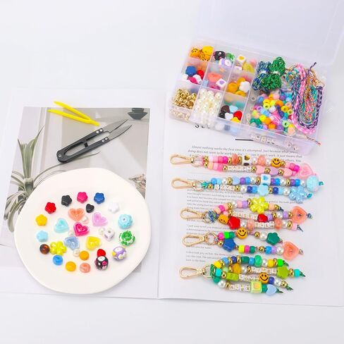 Ytuaebni 421PCS Beaded Keychain Making Kit for Women Key Chain Charm Supplies,Acrylic Transparent Heart Star Flower Letter Alphabet Bag Beads DIY Crafts Accessoriess Jewerly Making Kit in Saudi Arabia