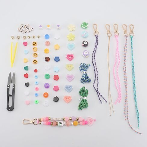 Ytuaebni 421PCS Beaded Keychain Making Kit for Women Key Chain Charm Supplies,Acrylic Transparent Heart Star Flower Letter Alphabet Bag Beads DIY Crafts Accessoriess Jewerly Making Kit in Saudi Arabia