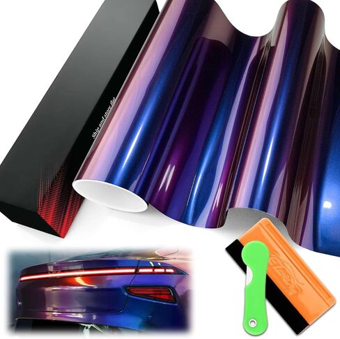 1FTx5FT PET Galaxy Dust Gloss Roaring Purple Chameleon Metallic Color Shift Color Change الفينيل التفاف السيارات ملصق مائي ورقة الفيلم فقاعة الحرة تكنولوجيا إطلاق الهواء مع مجموعة الأدوات in Kuwait