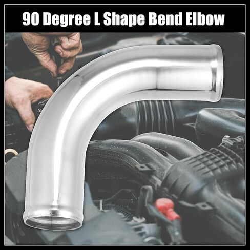 OD 2.5" 63mm Leg Length 4" 100mm Aluminum Alloy Tube Intercooler Pipe 90 Degree Bend Elbow Air Intake Tube Silver Tone for Car Replacement Durable Material in Kuwait