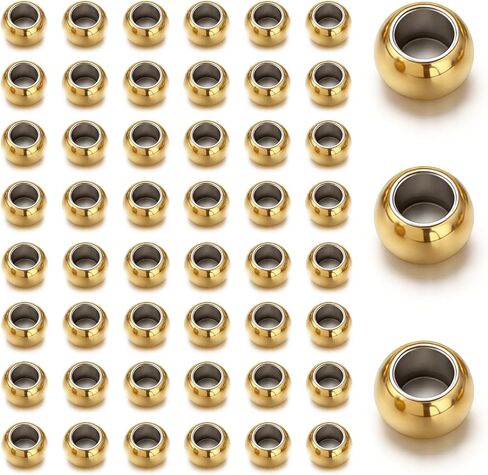 100 Pcs No Tarnish Stainless Steel Beads for Jewelry Making, Round Spacer Beads, Silver & Gold Plated, 3mm 4mm 5mm 6mm 8mm, PVD Coating (Silver, 4mm) in Kuwait
