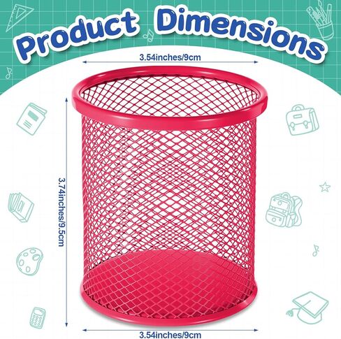 Pasimy 9 Pack Metal Pen Holder, Colorful Mini Pencil Cup Desktop Round Mesh Pencil Bucket Makeup Brush Organizer for Classroom School Office Stationery Supplies in Saudi Arabia