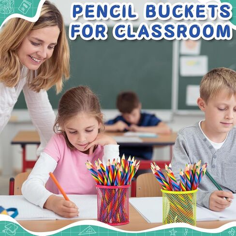 Pasimy 9 Pack Metal Pen Holder, Colorful Mini Pencil Cup Desktop Round Mesh Pencil Bucket Makeup Brush Organizer for Classroom School Office Stationery Supplies in Saudi Arabia