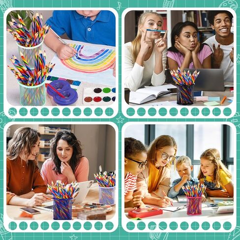 Pasimy 9 Pack Metal Pen Holder, Colorful Mini Pencil Cup Desktop Round Mesh Pencil Bucket Makeup Brush Organizer for Classroom School Office Stationery Supplies in Saudi Arabia