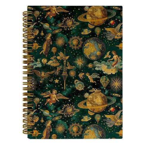 JTRYHRERE Dark Green Vintage Celestial Astronomy Spiral Notebook for Work Study, Whimsical Gold Renaissance Astrology Notebook Journal for Women Note Taking, 5.5x8.3 Inch in Kuwait