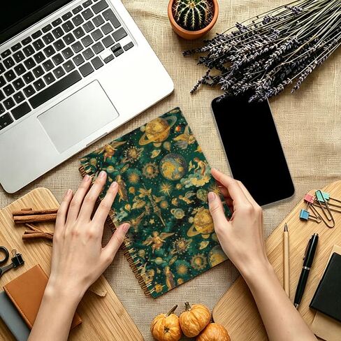 JTRYHRERE Dark Green Vintage Celestial Astronomy Spiral Notebook for Work Study, Whimsical Gold Renaissance Astrology Notebook Journal for Women Note Taking, 5.5x8.3 Inch in Kuwait