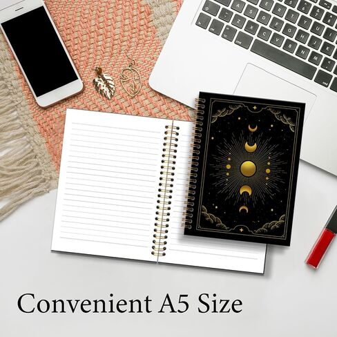 KTYHD Gothic Moon Notebook Journal 5.5x8.3in,Celestial Tarot Journal for Writing,Moody Celestial Witchy Notebooks for Note Taking,Gothicdark Academia Spiral Notebook, Astrology Gifts for Women in Saudi Arabia