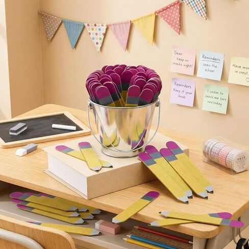 Novabright 100 Pcs Pencil Flip Name Sticks with Metal Bucket Talking Flip Name Counting Sticks for Classroom Management Teacher Student Grouping Tally Educational and Learning Classroom Supplies in Kuwait