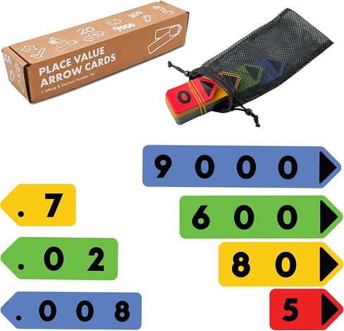 Math Place Value Arrow Cards – 71 Pack with Storage Bag | Educational Manipulatives for Whole Numbers & Decimals | Hands-On Learning Tool for Classroom & Homeschool in Saudi Arabia