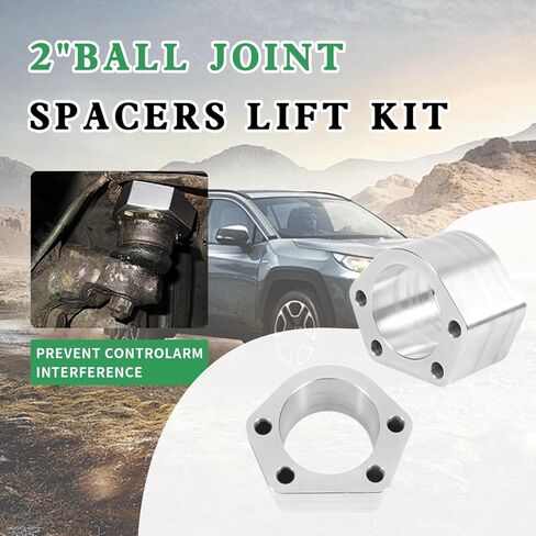 2" Ball Joint Spacers Compatible with 2007-2018 Chevy Silverado GMC Sierra 1500 2WD 4WD, CNC Billet Aluminum Front Leveling Lift Kit for Upper Control Arm Clearance & Off-Road Performance in Saudi Arabia