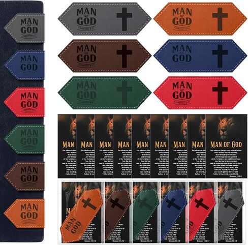 Colarr 20 Sets Christian Gifts for Men, Man of God Magnetic Leather Bookmarks with Bible Verse Cards & OPP Bags, Religious Gifts for Father's Day, Church, Pastor, Priest, BibleStudy (Vintage Magnetic) in Kuwait