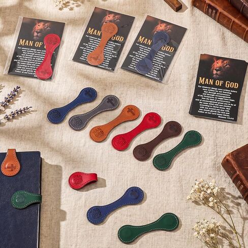 Colarr 20 Sets Christian Gifts for Men, Man of God Magnetic Leather Bookmarks with Bible Verse Cards & OPP Bags, Religious Gifts for Father's Day, Church, Pastor, Priest, BibleStudy (Vintage Magnetic) in Kuwait