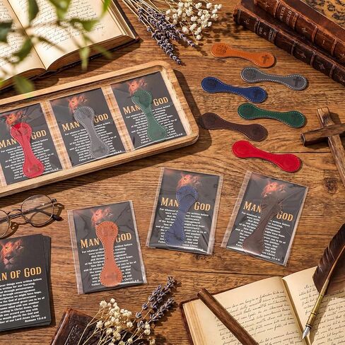 Colarr 20 Sets Christian Gifts for Men, Man of God Magnetic Leather Bookmarks with Bible Verse Cards & OPP Bags, Religious Gifts for Father's Day, Church, Pastor, Priest, BibleStudy (Vintage Magnetic) in Kuwait