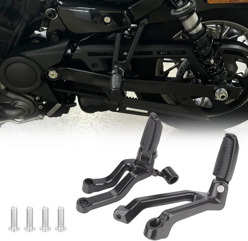أوتاد قدم الركاب الخلفي قابلة للطي لدراجة Harley Nightster 975 RH975 2021 2022 2023 2024 2025 مساند قدم من الألومنيوم للدراجات النارية مضادة للانزلاق، باللون الأسود in Kuwait