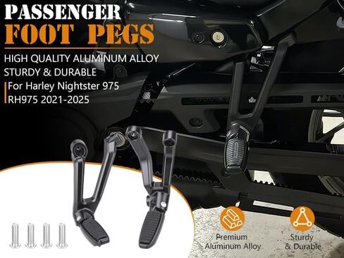 أوتاد قدم الركاب الخلفي قابلة للطي لدراجة Harley Nightster 975 RH975 2021 2022 2023 2024 2025 مساند قدم من الألومنيوم للدراجات النارية مضادة للانزلاق، باللون الأسود in Kuwait