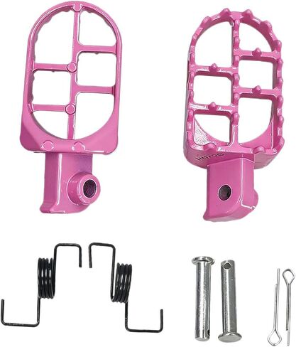 2 Pieces Motorcycle Foot Pegs Aluminum Alloy Metal Pedals Footrests Modification Parts Easy Installation Replacement Suitable for Riders Trail Riding, Pink in Saudi Arabia