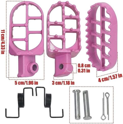 2 Pieces Motorcycle Foot Pegs Aluminum Alloy Metal Pedals Footrests Modification Parts Easy Installation Replacement Suitable for Riders Trail Riding, Pink in Saudi Arabia