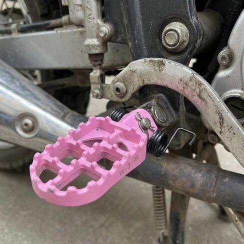 2 Pieces Motorcycle Foot Pegs Aluminum Alloy Metal Pedals Footrests Modification Parts Easy Installation Replacement Suitable for Riders Trail Riding, Pink in Saudi Arabia