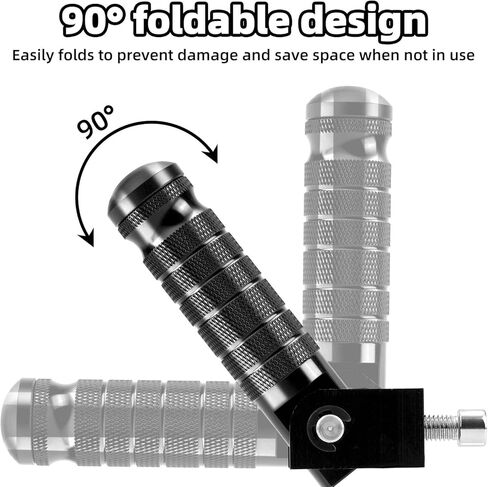 2pcs Motorcycle Foot Pegs, 90 Degree Foldable Motorcycle Pedals Anti-Slip Universal Footrests Dirt Bike Pegs Replacement Accessories for Ebike Kart Scooter Road in Kuwait