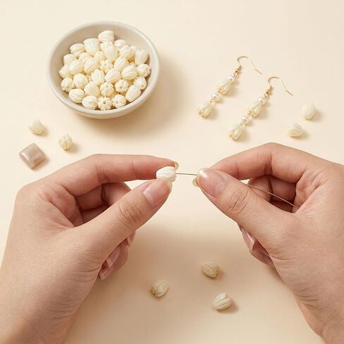 100 PCS Resin Pikake Flower Beads, Flower Beads for Jewelry Making, Ivory White Floral Bead for Crafts Necklace Bracelet Rosaries Wedding Decors in Kuwait