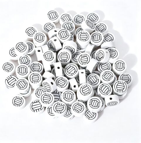 100Pcs Basketball Soft Clay Bead Kit, Sports Spacer Beads for DIY Clips, Pins, Bag Decorations, Keychains, Bracelets, Wristlets, Necklaces, Earrings, Basketball Accessories, and Cheer Stuff in Kuwait