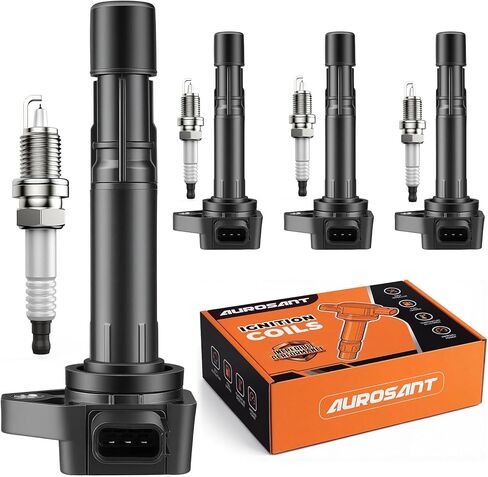 Set of 4 Ignition Coil Pack and Spark Plugs Compatible with 1.7L L4 2001 2002 2003 2004 2005 Honda Civic 1.7 Replaces UF400 C1460 in Saudi Arabia