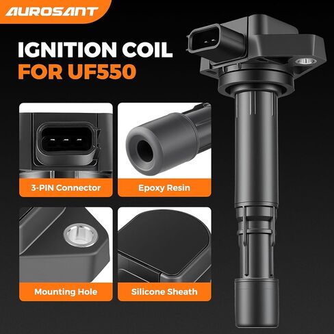 Set of 4 Ignition Coil Pack and Spark Plugs Compatible with 1.7L L4 2001 2002 2003 2004 2005 Honda Civic 1.7 Replaces UF400 C1460 in Saudi Arabia