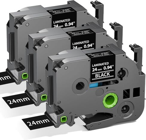 Label KINGDOM TZe-355 24mm Black Label Tape Replacement for Brother TZe355 1 Inch White on Black TZe 0.94 Compatible with Brother P Touch 24mm Tape for PTD600 PTP710BT PTP700 PT2730, 3-Pack in Saudi Arabia
