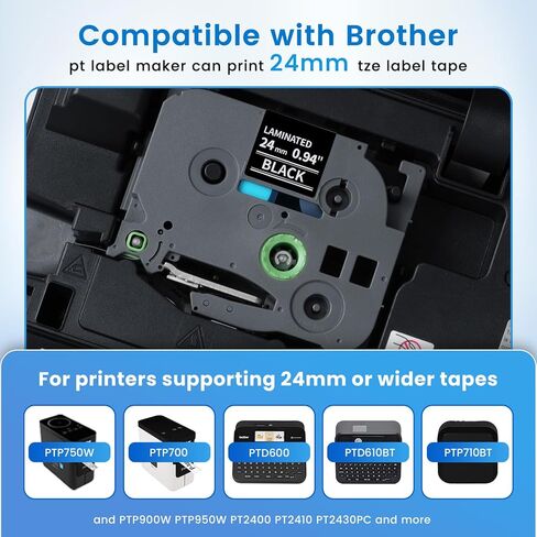 Label KINGDOM TZe-355 24mm Black Label Tape Replacement for Brother TZe355 1 Inch White on Black TZe 0.94 Compatible with Brother P Touch 24mm Tape for PTD600 PTP710BT PTP700 PT2730, 3-Pack in Saudi Arabia