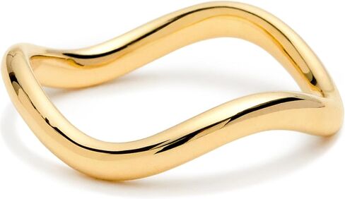STORYJEWELLERY Gold Plated Rings for Women, Curved Wedding Bands for Women, Stackable Rings, Wave Ring, Gifts for Her in Saudi Arabia
