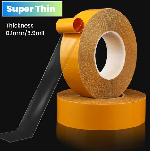 Ultra Thin Clear PET Double Sided Tape 1" x 82 Ft Strong Adhesive Removable No Residue Double Sided Transparent Mounting Tape for DIY Crafts Office Home Decoration Industrial Fixing in Saudi Arabia