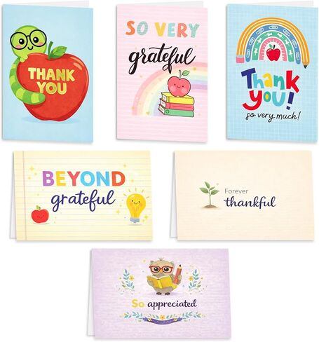 Teacher Thank You Cards with Envelopes 12 Set Teacher Appreciation Gifts In Bulk Cute Thank You Notes with Envelopes Set Thank You Cards for Teacher's Day Graduation Christmas Valentine's Day in Saudi Arabia