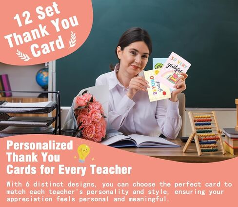Teacher Thank You Cards with Envelopes 12 Set Teacher Appreciation Gifts In Bulk Cute Thank You Notes with Envelopes Set Thank You Cards for Teacher's Day Graduation Christmas Valentine's Day in Saudi Arabia