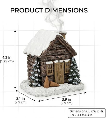 Log Cabin Incense Burner - Log Cabin Snowy Winter Incense Burner, Resin Home Incense Cone Burner with 2 Incense Cones, Aromatherapy Diffuser Home Tabletop Decorations (B) in Kuwait