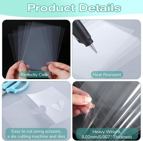 20 Pcs Acetate Sheets, A5 Heat Resistant Clear Acetate Sheets for Crafts, Clear Shrink Papers Transparent Plastic Sheet for DIY Crafts, Scrapbook, Baking, Easy to Cut in Kuwait