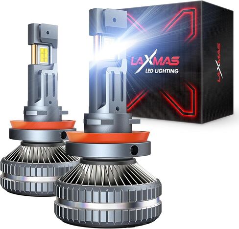 Laxmas Brightest H11 LED Bulbs, 42,000LM Ultra Brightness, 6500K Cool White, 1:1 Design, H11/H8/H9 Waterproof Light Bulbs with 15000RPM Cooling Fan, Easy to Install, Plug-N-Play, 2-Pack in Saudi Arabia